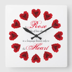 Horloge Carrée Rose rouge