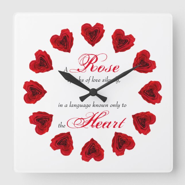 Horloge Carrée Rose rouge (Recto)