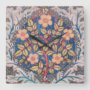 Horloge Carrée Rose Wreath, William Morris