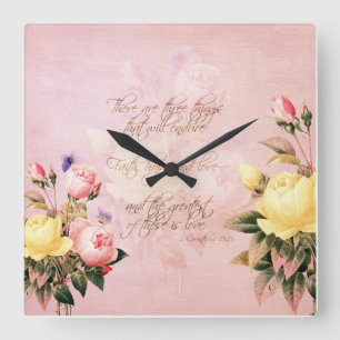 Horloge Carrée Roses d'espoir et d'amour de foi