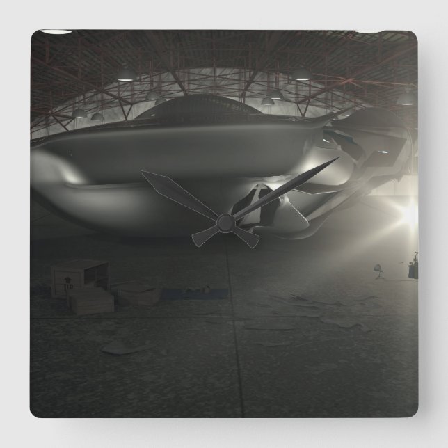 Horloge Carrée Roswell UFO Hangar (Recto)