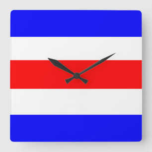 Horloge Carrée Rouge bleu Charlie