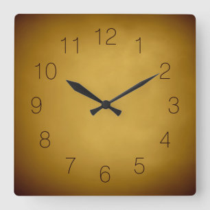 Horloge Carrée Rouge-brun riche ocre jaune de terre d'or chaud de