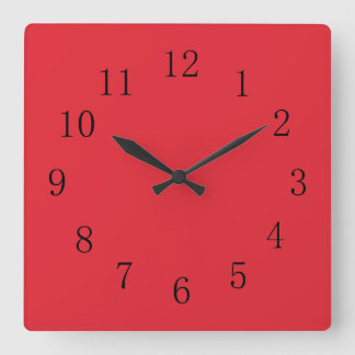 Horloge Carrée Rouge d'Alizarin brillant