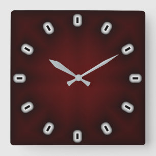 Horloge Carrée Rouge foncé moderne