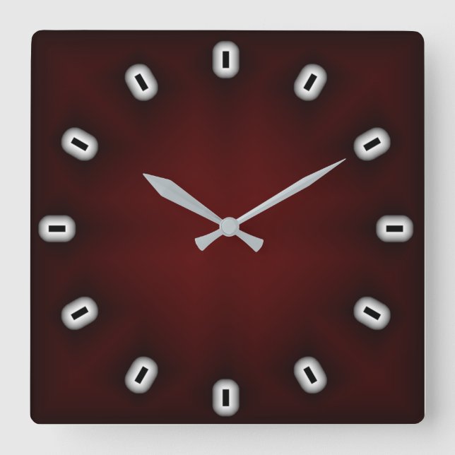 Horloge Carrée Rouge foncé moderne (Recto)