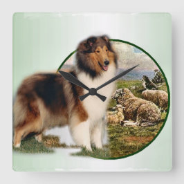 Horloge Carrée Rough Collie Keeper of the Sheep