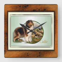Horloge Carrée Rough Collie Keeper of the Sheep