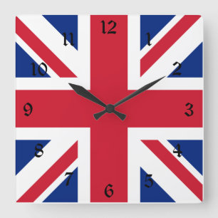 Horloge Carrée Royaume-Uni Union Jack Drapeau des colonies britan