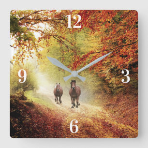 Horloge Carrée Ruée d'automne