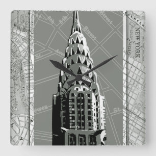 Horloge Carrée Rues de New York avec l'Empire State Building