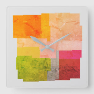 Horloge Carrée Rustic Multicolored Stripes