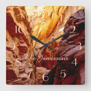 Horloge Carrée Rustic Southwest Slot Canyon