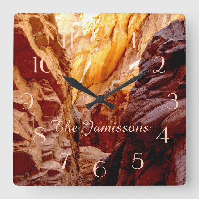 Horloge Carrée Rustic Southwest Slot Canyon (Recto)