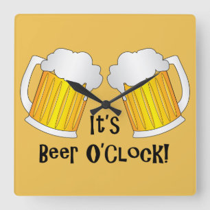 Horloge Carrée Sa Beer O'Clock Time Funny Wall Clock