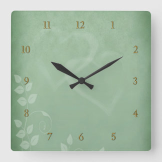 Horloge Carrée Sage Vert Vintage