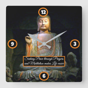 Horloge Carrée sagesse bouddha