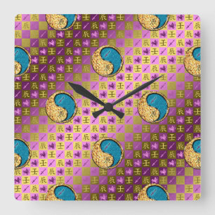 Horloge Carrée Sagittaire & Dragon d'eau