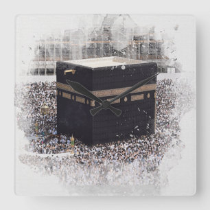 Horloge Carrée Saint Kaaba, Masjid Al Haram, aquarelle illustrée