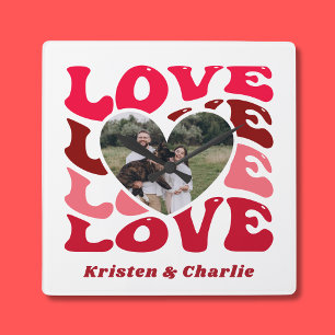 Horloge Carrée Saint Valentin Amour Couple Photo personnalisée