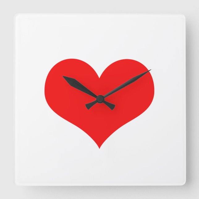 Horloge Carrée Saint-Valentin Rouge Coeur mignon Blanc personnali (Recto)