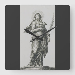 Horloge Carrée Sainte Agathe de Sicile Grâce Volcanique Art