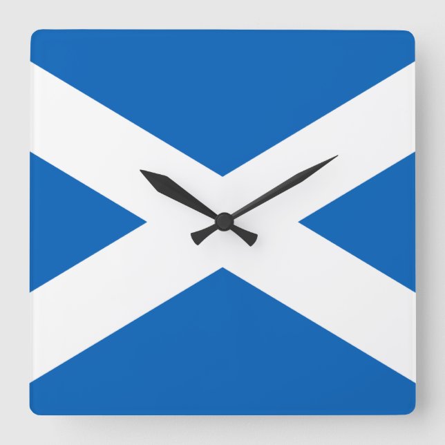Horloge Carrée Saltire ~ Drapeau de l'Ecosse (Recto)