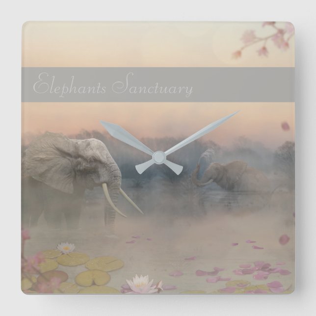 Horloge Carrée Sanctuaire d'éléphants (Recto)
