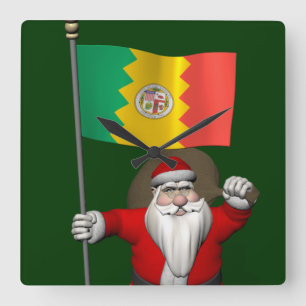 Horloge Carrée Santa Claus Avec L'Enseigne De Los Angeles