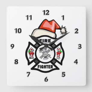 Horloge Carrée Sapeur-pompier le père noël
