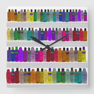 Horloge Carrée Savonnez l'arc-en-ciel de bouteille - pour les