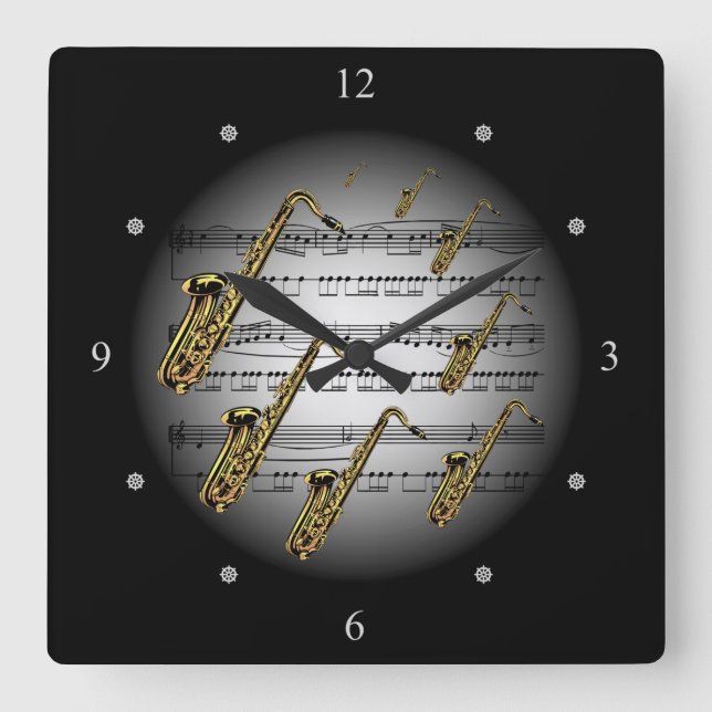 Horloge Carrée Saxophone ~ Musique ~ La musique ~ Música ~ Musik  (Recto)
