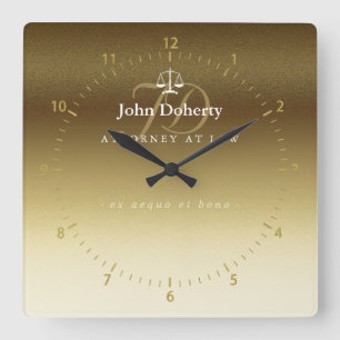 Horloge Carrée Scales classiques de justice  Métallique graphiqu