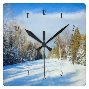 Horloge Carrée Scène de la route hivernale neige
