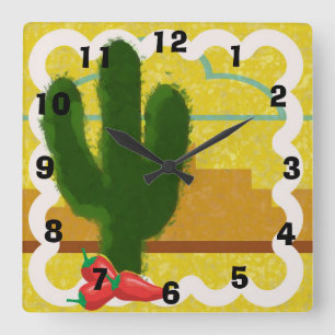 Horloge Carrée Scène du sud-ouest de désert de style avec le