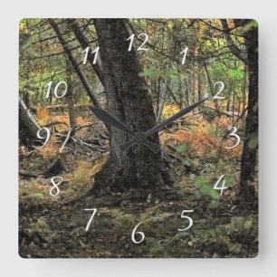 Horloge Carrée Scène forestière d'automne          