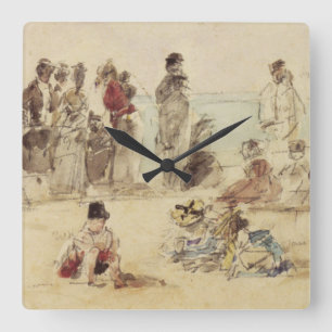 Horloge Carrée Scène Plage