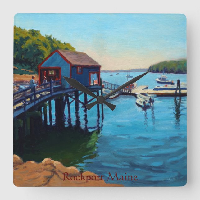 Horloge Carrée Scenic Rockport Maine Harbor with Boats (Recto)