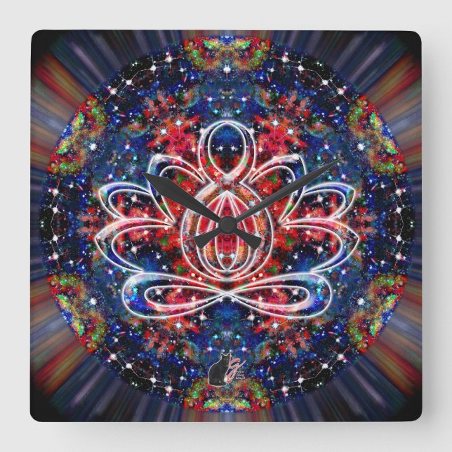 Horloge Carrée Scintillation Zen Lotus Clock (Recto)