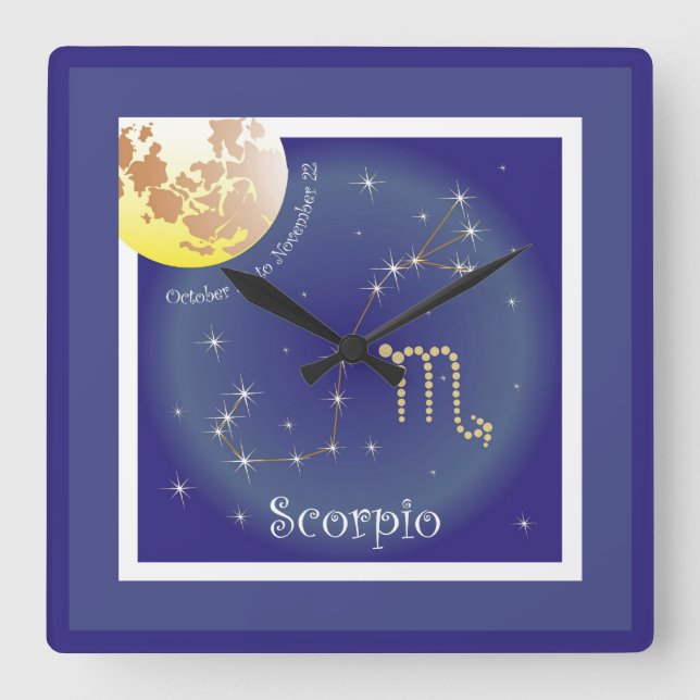 Horloge Carrée Scorpio October 24 à novembre 22 heures (Recto)