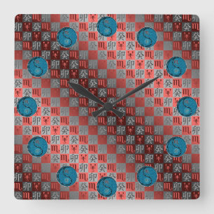 Horloge Carrée Scorpion & Lapin d'Eau