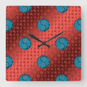 Horloge Carrée Scorpion & Tigre d'eau
