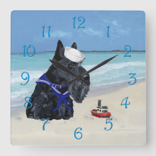 Horloge Carrée Scottie à la plage