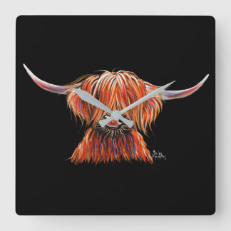 Horloge Carrée SCoTTiSH HigHLaND CoW ' HaRLeY ' par SHiRLeY Mac