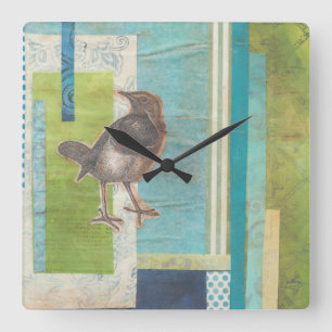 Horloge Carrée Scrapbook Avian I
