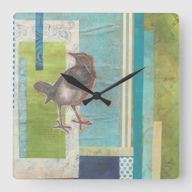 Horloge Carrée Scrapbook Avian I (Recto)