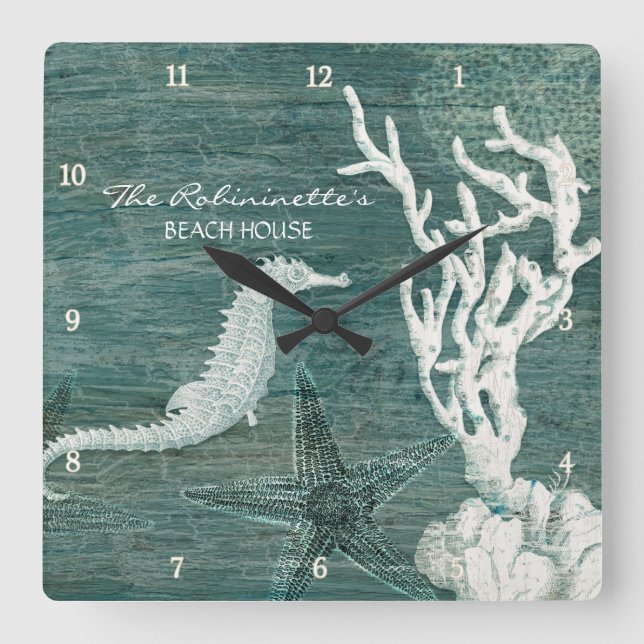Horloge Carrée Seahorse Beach House (Recto)