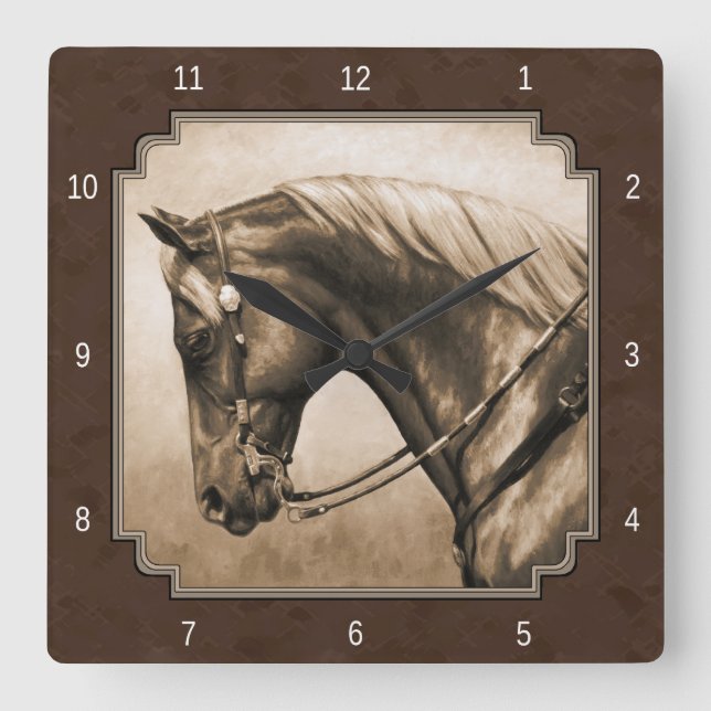 Horloge Carrée Sepia Brown (Recto)