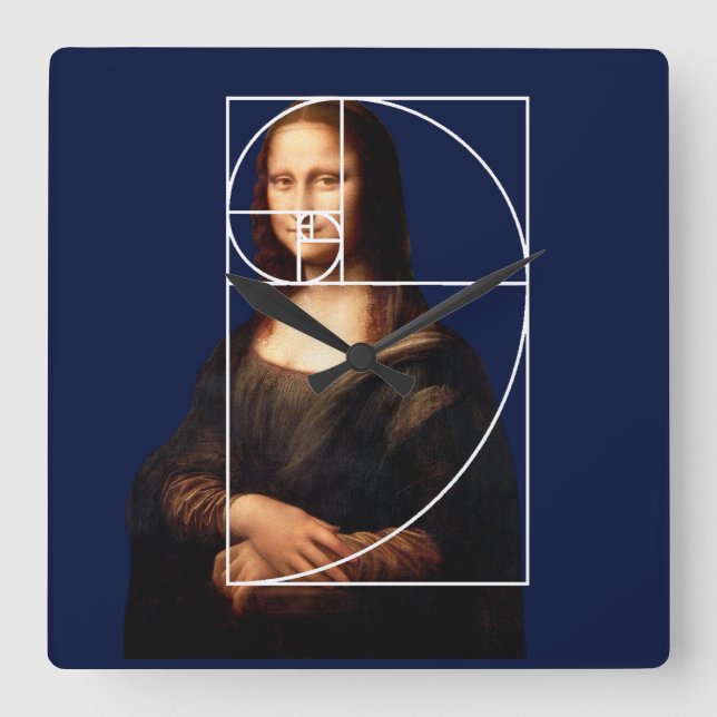 Horloge Carrée Séquence Leonardo da Vinci Mona Lisa Fibonacci (Recto)