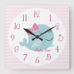 Horloge Carrée Serrure de baleine de mer personnalisée
